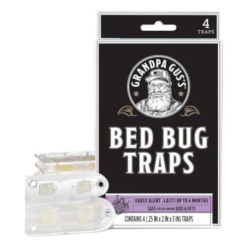 Grandpa Gus's Bed Bug Glue Traps for Mattress, Home, & Travel, Pack of 4