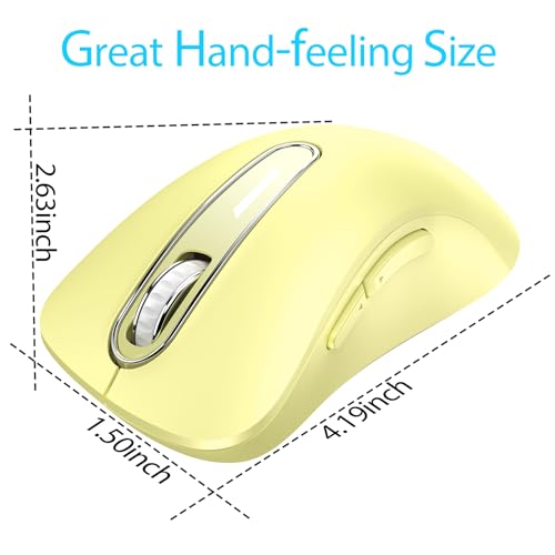 Image of memzuoix 2.4G Wireless Mouse, 1400 DPI Computer Mice USB Receiver, Portable Wireless USB Mouse Battery Powered Cordless Mice for Laptop, PC, Desktop, 5 Buttons (Light Yellow)