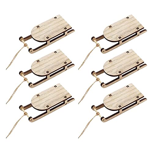 Jzoowar 20 PièCes Miniature en Bois Luge en Bois Ornement de Table Arbre Ornements TraîNeaux Mini Craftssanta DéCor Rustique Suspendu NoëL