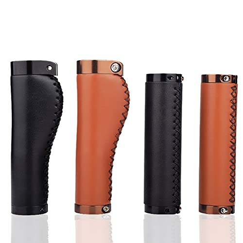 2Pcs Bike Handlebar Grips,Morechioce Bicycle Handle Bar Grips Non-Slip Adjustable Pu Leather Bike Handle Bar Accessories For Mtb Touring Folding Bike Handles,Brown #TOP5