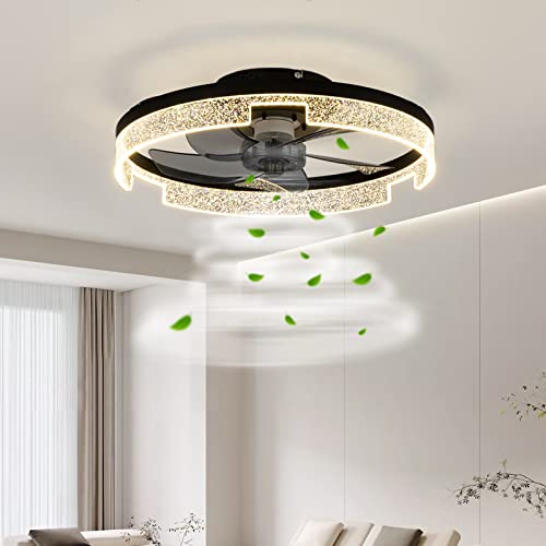 Ventilateur de plafond bas profil télécommande luminaire LED intégré - 2