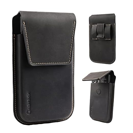 Gentlestache Leather Cell Phone Holster with Belt Clip, Flip Cell Phone Case for iPhone 14 13 Pro Max, Phone Belt Holder for S22 Plus, Universal Cell Phone Pouch for Large Phone,Black