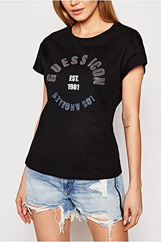Guess T-Shirt Donna Tonya Tee in Cotone Nero