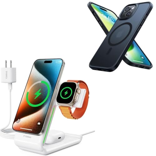 TORRAS 3 in 1 Charging Station Plus iPhone 15 Magnetic case
