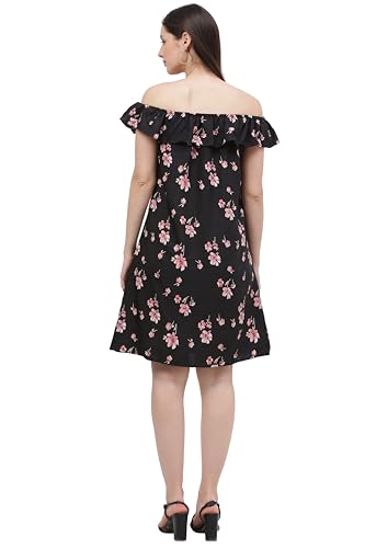 Image of nifta Printed Summer Beach Square Neck Puff Sleeve Cut Out Waist Mini Dress for Women's & Girls