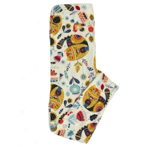 Lularoe Kids Sm-Med S/M Cats Kittens Ornate Floral Leggings fits Kids Sizes 2-6 1505-A60-257144 Multicoloured