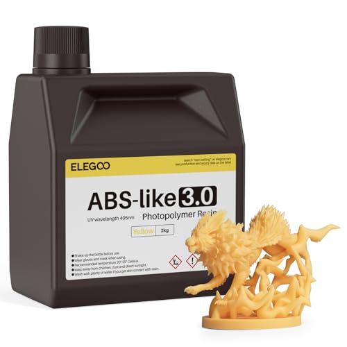 Image of ELEGOO ABS-Like 3.0 3D Printer Resin Yellow 2000g | High Strength and Toughness, High Precision, Low Viscosity, UV-Curing Photopolymer Resina for MSLA DLP LCD 3D Printers