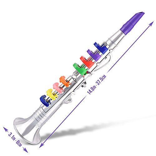 Abco Tech Children’s Clarinet for Beginners – Toy Musical Instrument for Kids with 8 Color Coded Keys – Lead Free and BPA Free