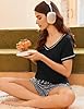 Ekouaer Pajama Set for Women 2 Piece Lounge Set Short Sleeve Tops and Shorts Print Pjs Sleepwear with Pockets Grey Leopard Large #3