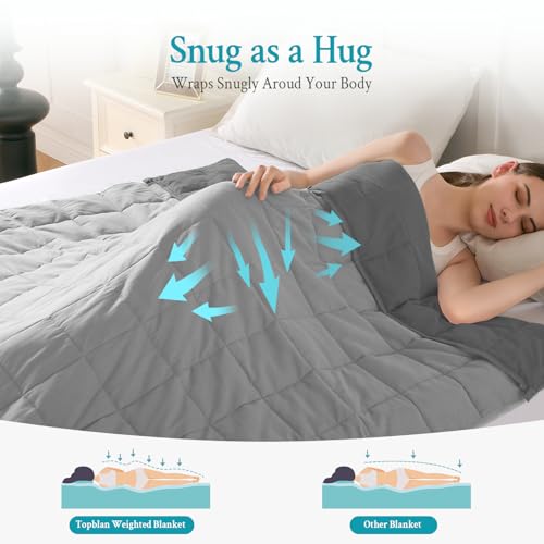Image of Topblan Weighted Blanket for Adults 12lbs, Soft Cooling Breathable Weighted Throw for Sleeping, Machine Washable Heavy Blanket with Glass Beads for Summer, Sofa Bed, 48 inchx72 inch Twin Size