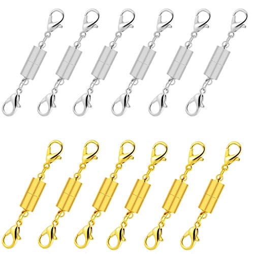 HQdeal Fermoir Magnétique, 12 Pièces Argent et Or Fermoirs de Bijoux Magnétiques, Fermoirs pour Bracelet et Collier,la Fabrication de DIY Bijoux