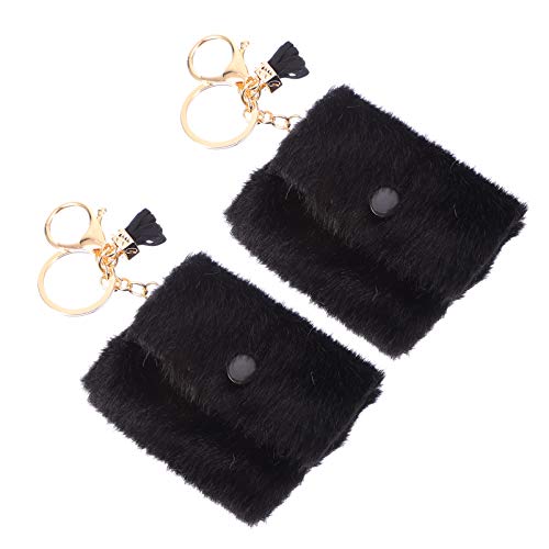 VALICLUD 2 Pièces Breloques de Chaînes de Poche d'anniversaire Floues Mini Pendentif Moelleux Faux Adorable à Main Anneaux en Peluche Petit Écouteur Femmes Cadeau de Noël