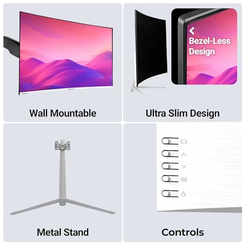 ZEBRONICS AC32FHD LED Monitor, 32 inch (81.28cm), 250 nits, 75hz, 1800R Curved wide screen, FHD, 1080p, Wall Mountable, VGA, HDMI, Ultra Slim... - Image 6