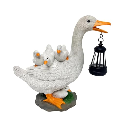 Statue de canard solaire pour jardin : lanterne d'extérieur réaliste et étanche