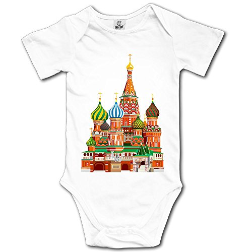 WUGOU Baby Bodysuit Russian Architecture Short Sleeves Triangle Romper Bodysuit Outfits Infant Toddler Clothes White
