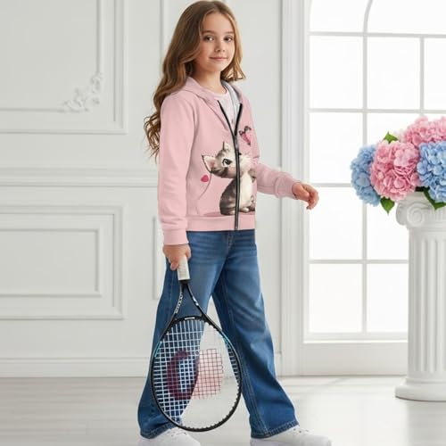 AFPANQZ Girl Zip-Up Hoodie Sweatshirt with Pockets Fall Spring Hooded Jackets Lightweight Jacket Outerwear3