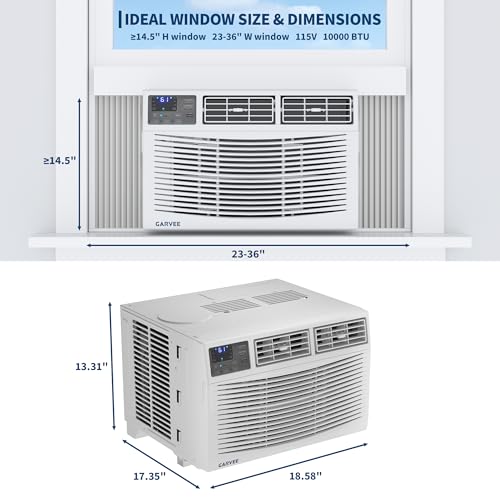 Image of Garvee 10000 BTU Window Air Conditioner Unit with Remote Control, Cools Rooms Up to 450 Sq ft, 3 Cooling & Fan Speeds Quiet Operation, Digital Display, Easy Install Kit, for Bedroom, Office