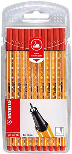STABILO Fineliner Point 88 (Rot, 1x 10er Pack)