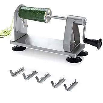 Homarden Stainless Steel Vegetable Spiralizer - 5 Blade Zucchini Noodle Maker - Industrial Quality Vegetable Slicer for Veggies, Salad Chopper, Potato Cutter, Zoodle Maker, 9 x 3.5 x 4.8 Inches