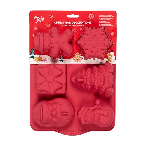 Tala Silicone Mould with Christmas Themes Items to Include Santa Stocking Reindeer Snowflake Bell and Tree Oven Safe and Perfect for Personalised Gifts Tree Decorations Homemade Gifts