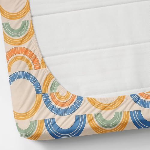 Image of Bedsheet for Single Bed 48x72 Inches with 1 Standard Size 17x27 Inches Pillow Cover, Bed Seet Fits Upto 6 Inches Mattress with Deep Pocket - Mix Circle Pattern Printed