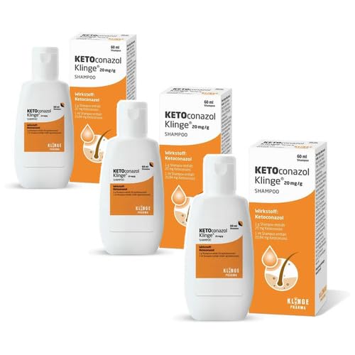 Ketoconazol Klinge Shampoo, Behandlung und Vorbeugung von Kopfschuppen und seborrhoischer Dermatitis, wirksam gegen Juckreiz, Mit Dexpanthenol als pflegendem Hilfsstoff, dauerhaft anwendbar. 3x 60ml