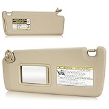 Left Driver Side Sun Visor for Toyota Highlander 2004 2005 2006 2007, Replace 74320-48260-A Beige