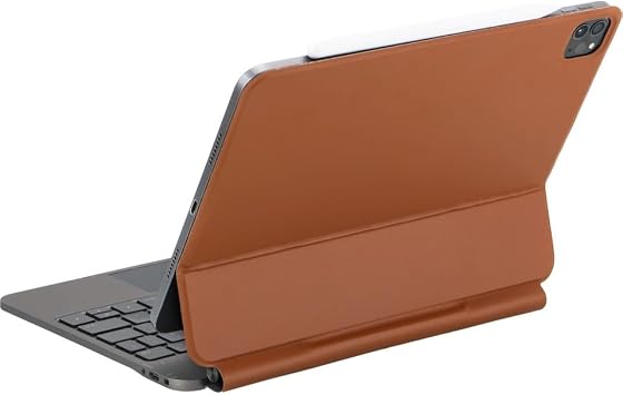 Apple iPad Air 11 M2-M3 2024/2025 ile Uyumlu Türkçe Q TouchPad Magic Keyboard Aydınlatmalı Klavyeli Tablet Kılıfı (Kahverengi)