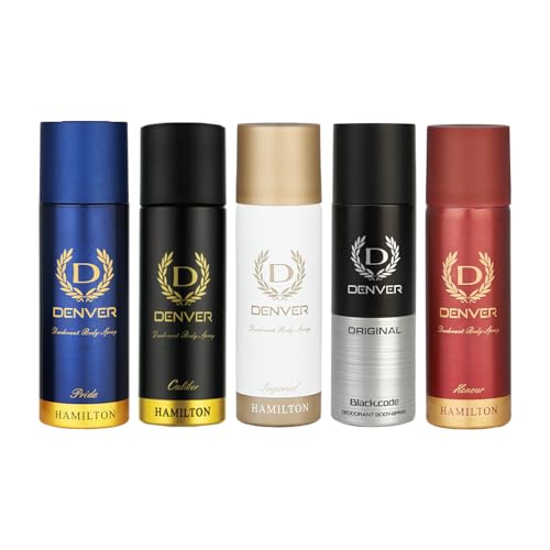 Image of DENVER Pride, Caliber, Imperial, Black Code & Honour Nano Deodorant For Men 50 ML Each, Pack Of 5 | Long Lasting Fragrance