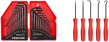 TEKTON Hex Key Wrench Set, 30-Piece (.028-3/8 in.7-10 mm) | 25253 & Pick and Hook Set (5-Piece) | Made in USA | PNH90101