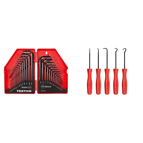 Tekton Hex Key Wrench Set, 30-Piece (.028-3/8 In.7-10 Mm) | 25253 & Pick And Hook Set (5-Piece) | Made In Usa | Pnh90101 #TOP1