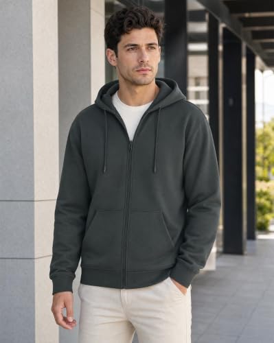 Image of Nobero Classic Zipper Hoodie for Men | Zip Up Hoodies for Men | Regular Fit | Full Zip Closure | Drawstring Hood | Zipped Hooded Sweatshirt | Cotton Rich Zipper Fleece Hoodie