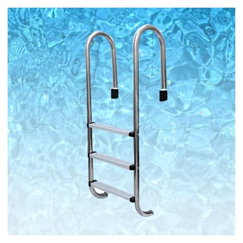 Escalera de piscina de acero inoxidable 3 peldaños miniatura 1