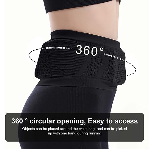 Cinturón para Correr Cinturón de Fitness, Riñonera Oculta Transpirable De Punto Multifuncional, Unisex Riñonera de Ejercicio Running Reversible para Senderismo, Jogging (S) Negro - imagen 6