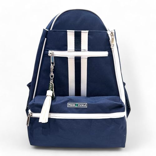 Fresh Pickle Teddi Pickleball Backpack - blue/white stripe Large Capacity Pickleball Bags for Women - Durable, Multipurpose Paddle Case with Multiple Pockets, Stylish Paddle Bag