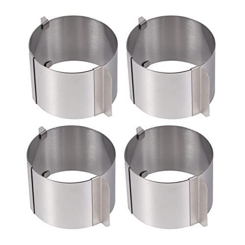 Hemoton Mousse 4Pcs (2.5-4 Inch) Cake Mold Rings, Small Stainless Steel Adjustable Round, Mold Cake DIY Baking Mould Tool Cake Ring