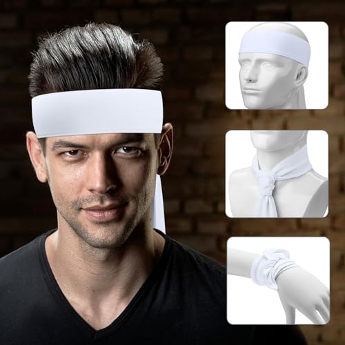 Image of ONUPGO 18Pcs Head Ties for Men Women, Adjustable Headbands Sports Sweatband Ninja Ties Head Band, Sweat Wicking Workout Headband for Sports, Running, Tennis, Yoga, Soccer, Karate