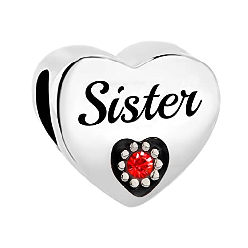 FGT Abalorios familiares con piedras natales rojas, compatible con pulseras Pandora, tu eres mi amor, talla única, Cobre, No es una piedra preciosa