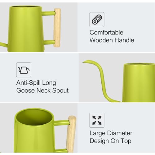 Image of Watering Can Indoor Plants, 35 oz /1000 ml Metal Stainless Steel Watering Can Pot with Long Spout for Indoor House Plants Bonsai Outdoor Garden Flower Decorative (Bright Green)
