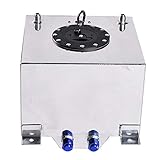 5 Gallon 20L Fuel Cell Polished Aluminum Gas Tank & Sender Hot Rod Rat Rod V8 (Silver)