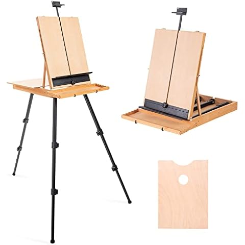 Falling in Art Large French Style Easel - Portable Field and Studio Sketchbox, Plein Air Adjustable Tripod Easel with Detachable Drawer for Display, Painting, Sketching Cover