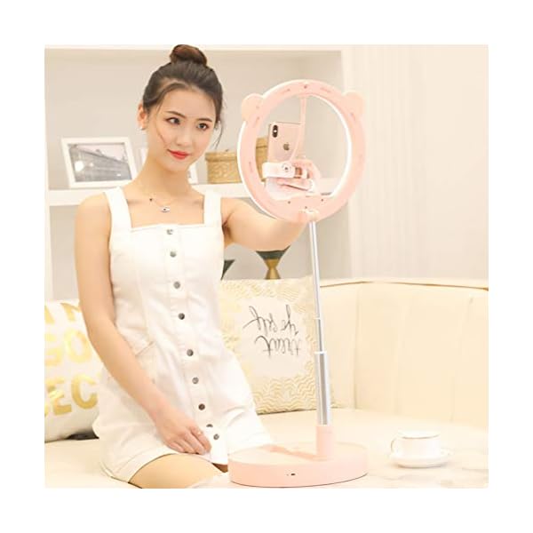 Makeup Licht 11"Ringlicht-Teleskop-faltendes Selfie-Ringlicht mit Telefonhalter für Tik TOK Kwai Live-Streaming-Make-up-Vlaxging Makeup Licht (Color : White) – Bild 7