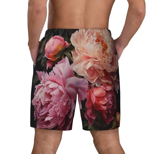 Garden Peony Built-in Compression Lining Men's Double Swim Trunks Shorts Beach Shorts with Two Pockets4