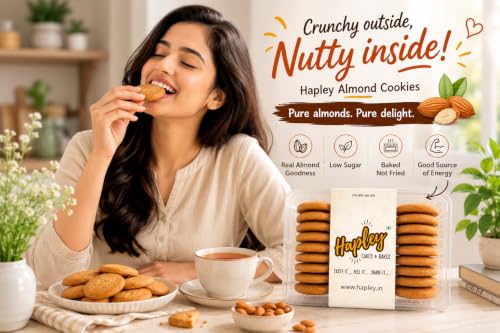 Image of Hapley Almond Cookies 300g, No Palm Oil, Deliciously Crunchy Cookies with Rich Almond Goodness