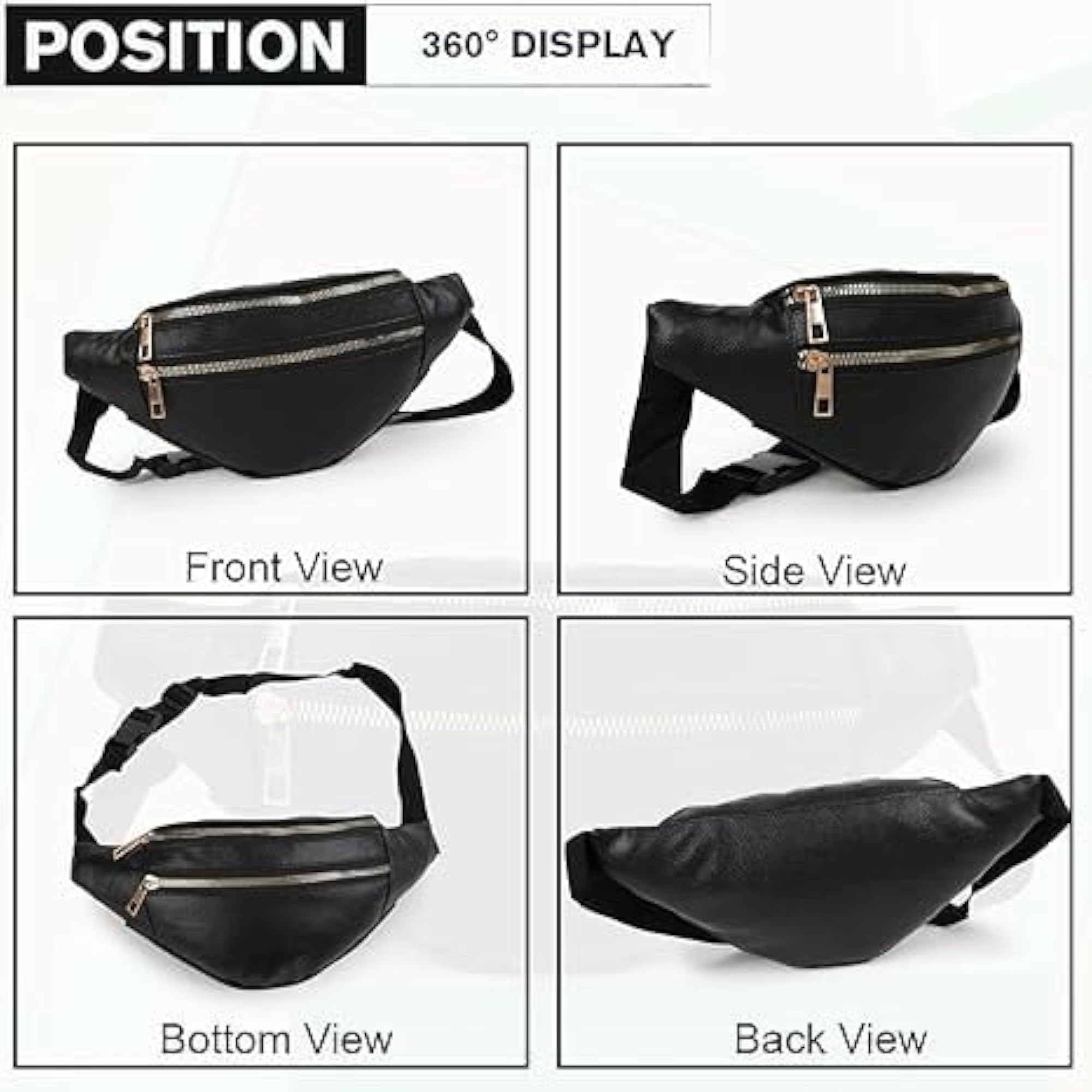 Leather Casual Waist Bag for Women, Adjustable Strap