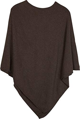 styleBREAKER Damen Feinstrick Poncho in Unifarben, leicht asymmetrischer Schnitt, Ärmellos, Rundhals 08010042, Farbe:Dunkelbraun