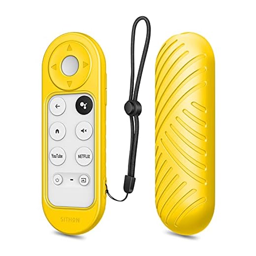 SITHON Capa de silicone para Chromecast com controle remoto de voz Google TV 2020, capa protetora antiderrapante à prova de choque com alça de cordão antiperda para controle remoto de voz Google 2020 Chromecast, amarela