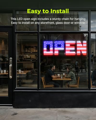 Image of 50 inchx17 inch Large LED Open Sign with Remote and Bluetooth App, Super Bright Open Signs for Business, Dimmable Big Open Sign for Storefront Window Bar Salon Cafes Retail Shops White Red Blue