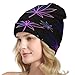 Unisex Adult Soft Warm Beanie Hat Fashionable Skull Sleep Cap Trippy Neon Purple Weedleaf Leaf Black Cuffed Knitted Hat for Running Hiking