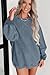 QIXING Damen Sweatshirt Oversize Pullover Rundhals Baumwollpullover Langarm Cordpullover Tops Herbst Mode Outfits 2025(Haze Blau, L)